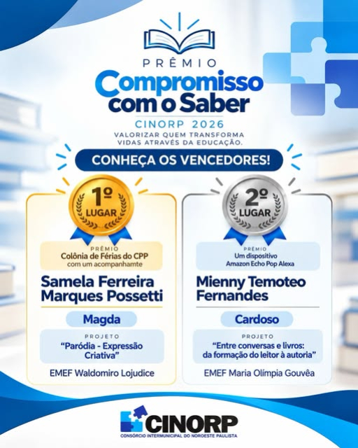 CINORP anuncia as vencedoras do Prêmio Compromisso com o Saber 2026!