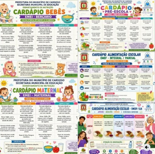 CARDÁPIOS DE SETEMBRO | ALIMENTAÇÃO ESCOLAR